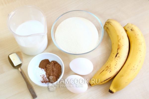 Банановый пирог без сахара (манник)