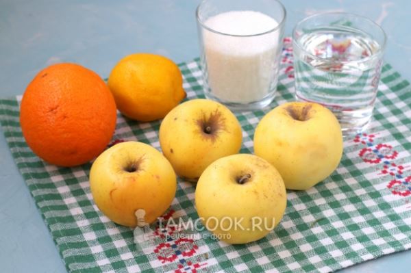 Компот из яблок, апельсина и лимона